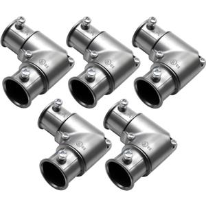 5 Pcs EMT Conduit Fittings Inside Corner Pull Elbow, EMT 90 Degree Metal Conduit Capped Corner Coupling, Combo Head Set Screw, Zinc Die Cast, Silver (1/2 Inch)