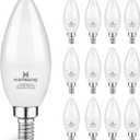 hansang 12 Pack E12 LED Candelabra Light Bulbs 60W Equivalent, 2700K Warm White, Chandelier Bulb Small Base, 600 Lumens CRI85+ 120V Type B Candle Light, 6W B11 for Ceiling Fan, Non-Dimmable