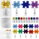ReliThick 30 Set Employee Appreciation Gifts Bulk, Puzzle Badge Reel with Thank You Cards, Retractable ID Badge Holder for Nurse Teacher Staff Team Coworker Office Hospital School (Make A Difference)