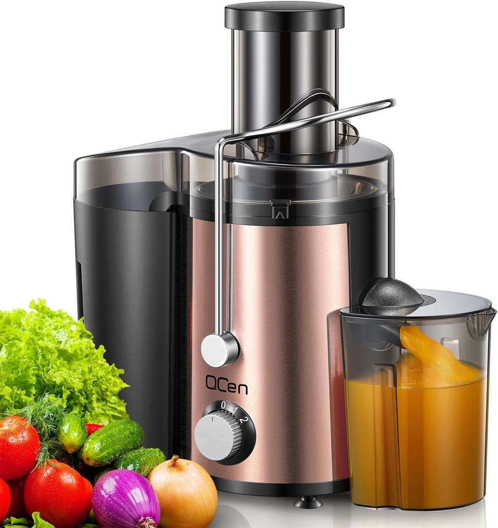 Juicer Machine, 800W Centrifugal Juicer Extractor with Wide Mouth 3 Feed Chute for Fruit Vegetable, Easy to Clean, Stainless Steel, BPA-free (Rose Gold)
