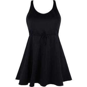 JINXUEER Womens Plus Size Swimsuit One Piece Floral Print Swimwear Tummy Control Swimdress with Flared Skirt (Black), US 18W