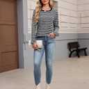 Blooming Jelly Womens Tops Striped Shimmer Long Sleeve Shirts Tweed T Shirt Dressy Casual Business 2026 Spring (XL)