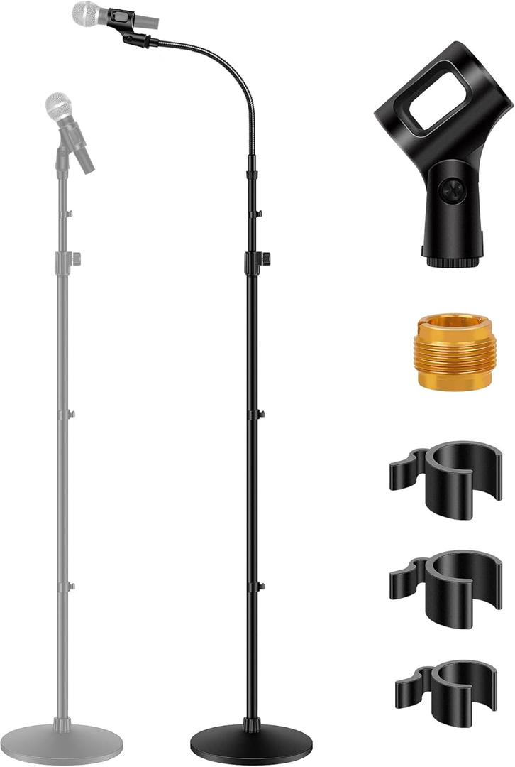 InnoGear Microphone Stand, Mic Stand Detachable Gooseneck Mic Floor Stand Height Adjustable from 32 to 70 with Weighted Round Base for Blue Yeti Blue Snowball Shure SM7B Shure SM58 Samson Q2U