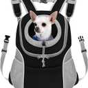 WOYYHO Pet Dog Carrier Backpack Small Dog Front Backpack Ventilated Dog Carrier Back Pack with Storage Pockets, Adjustable Straps & Safety Belt for Travel Hiking Outdoor (Size L: 10-14 lbs, Gray) (Grey)