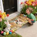 Easter Decorations, Easter Door Mat, Easter Rug, Bunny Rug, Welcome Doormat for Indoor Outdoor, Non-Slip Washable Door Mat for Spring Easter Holiday Decoration (Easter Egg Hunt)