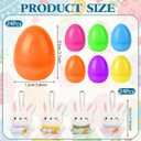 48 Pcs/ 24 Sets Prefilled Easter Eggs with Bunny Plush Keychains for 3.7inch Easter Basket Stuffers Fillers Goodie Bag Filled Hunt Rabbit Stuffed Egg Gifts(White)