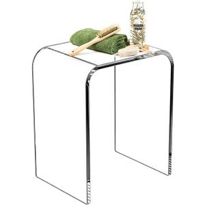 Acrylic Shower Stool for Inside Shower, Clear Bathroom Bench, Non-Slip Waterproof Bath Seat for Shaving Legs & Spa, Supports up to 330 lbs