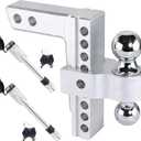 Aluminum Adjustable Trailer Hitch for 2-Inch Receiver 8 Inch Drop/Rise Hitch Ball Mount with 2" and 2-5/16" Ball Hitches Heavy Duty 12,500 LBS GTW Towing Hitch