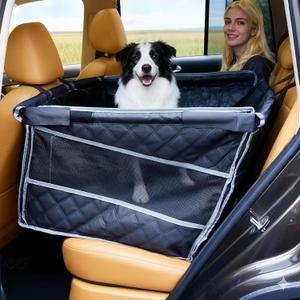 Dog Car Seat for Large Medium Dogs, Back Seat Extender with Mesh Windows, Strong Support Dog Car Seat Cover for Cars, SUV and Road Trip (28 * 23 * 21.7inches)