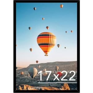 JCJMY 17x22 Picture Frame Black for Poster Photo Picture, Horizontal and Vertical Formats for Wall Hanging, 17 x 22 Wall Gallery Poster Photo Frame for 17 by 22 Photos Posters, Black