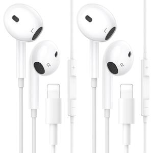 2 Packs Wired Headphones for iPhone Earbuds [Plug and Play,No Bluetooth] Built-in Mic & Volume Control Noise Reduction Earphones for iPhone 14/13/12/11/XR/XS/X/8/7/SE/Pro/Pro Max, Support All iOS