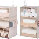 StorageWorks 6-Shelf Jumbo Closet Organizers, Two 3-Shelf Separable Hanging Shelves for Closet, 13" D x 15" W x 48 "H,Mixing of Beige, White & Ivory