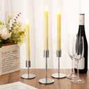 Sieral Candle Holders Bulk Taper Candlesticks Holders Set Modern Decorative Metal Candelabras for Wedding Anniversary Home Dinning Table Centerpiece Xmas Party Decor(Silver,24 Pcs)
