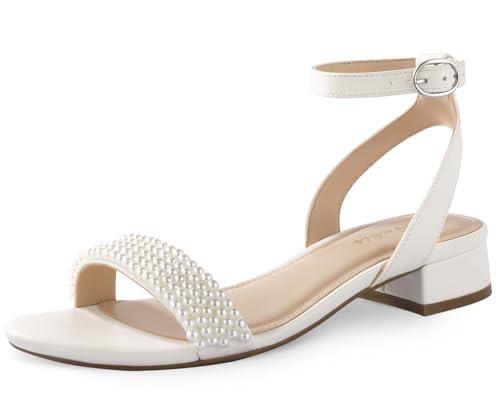 Ankis Black Nude White Gold Women Sandals Comfortable Walking Strappy Open Toe Sandals for Women Dressy Summer 1 Inch Low Block Heel Flat Adjustable Ankle Strap Shoes 7.5