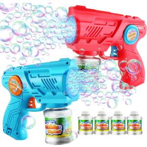Bubble Machine for Kids Ages 2-4 5-7,Automatic Light Up Bubble Gun with 4 Bubble Solutions,Outdoor Toys for Toddlers, Birthday Gift for 3 4 5 6 7 8 Year Old Boys & Girls,Summer Toy,Party Favors