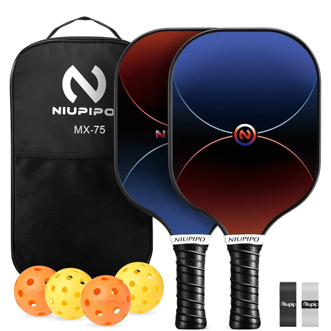 niupipo Pickleball Paddles Set of 2/4/1, USAPA Approved Graphite Carbon Fiber Pickleball Rackets, Polypropylene Honeycomb Core, Cushion 4.72In Grip, Bag/Cover, Pickle Ball Paddle Set for Men Women