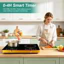 Electric Countertop Double Burner, 7000W Ceramic Cooktop with Crystal Glass Hot Plate & Stay Cool Handles, 12 Level Temperature Control, LED Display, Touch Control, Cooking Stove for Home Camping RV