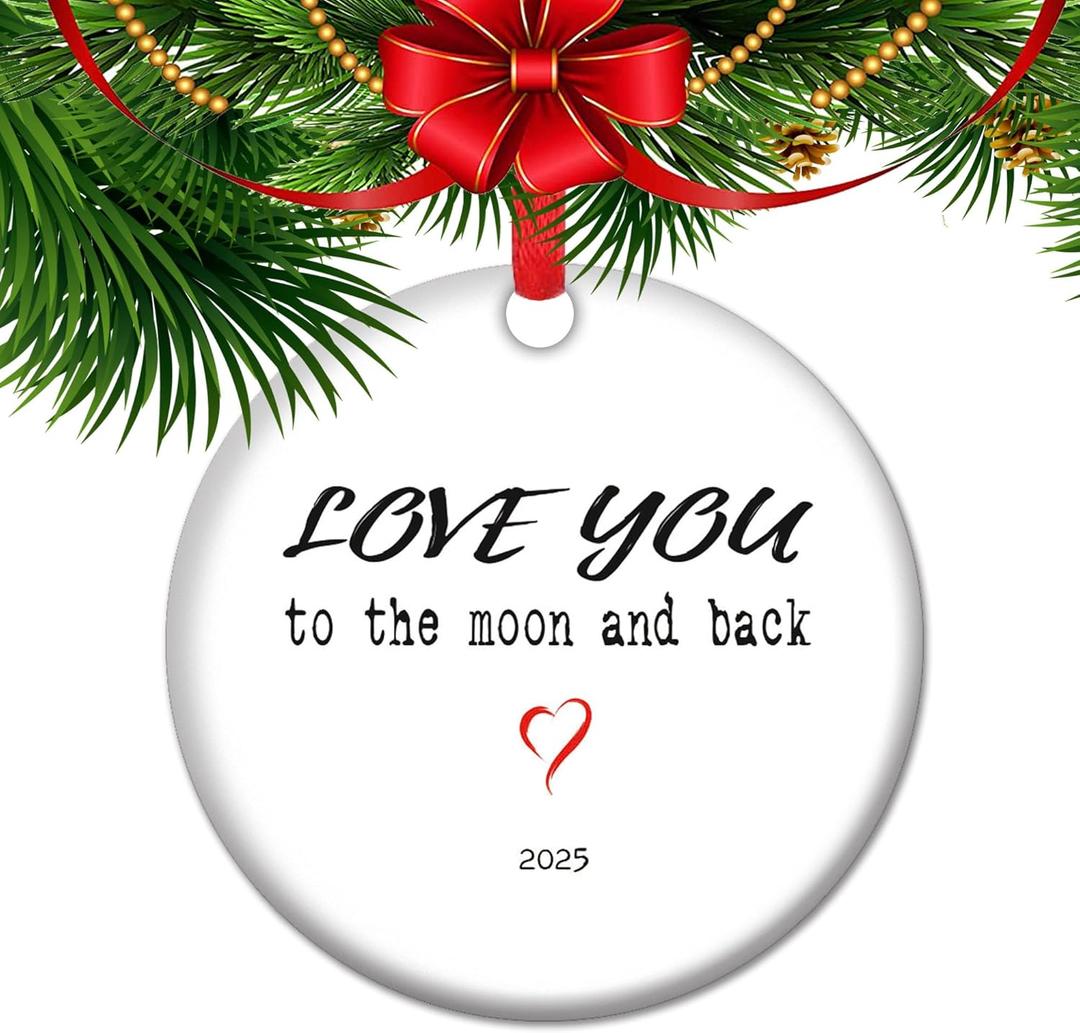 Love You to The Moon & Back Ornament  Heartfelt for Family | Keepsake for Mom, Daughter, or Grandchild | Celestial Holiday Decor (V14)