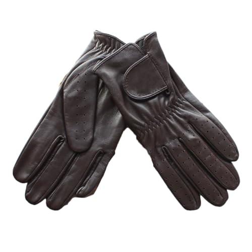 Men's Sheepskin Short Leather Gloves Touch Screen Thin Single Layer Sports Golf Driver Driving Classic, 9