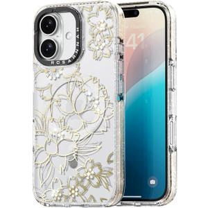 Magnetic for iPhone 16 Magsafe Case Cute - Durable Shockproof 6.6 ft Drop Impact Phone Case - Funny Diamond Sakura Design for iPhone 16 6.1"