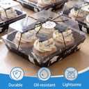 Outus 100 Pack Graduation Party Paper Food Containers Black Charcuterie Boxes with Clear Lids, 5.7 x 5.1 '' Graduation Party Supplies Cake Take out Bakery Boxes with Gift Tags Rope for Desserts Cake