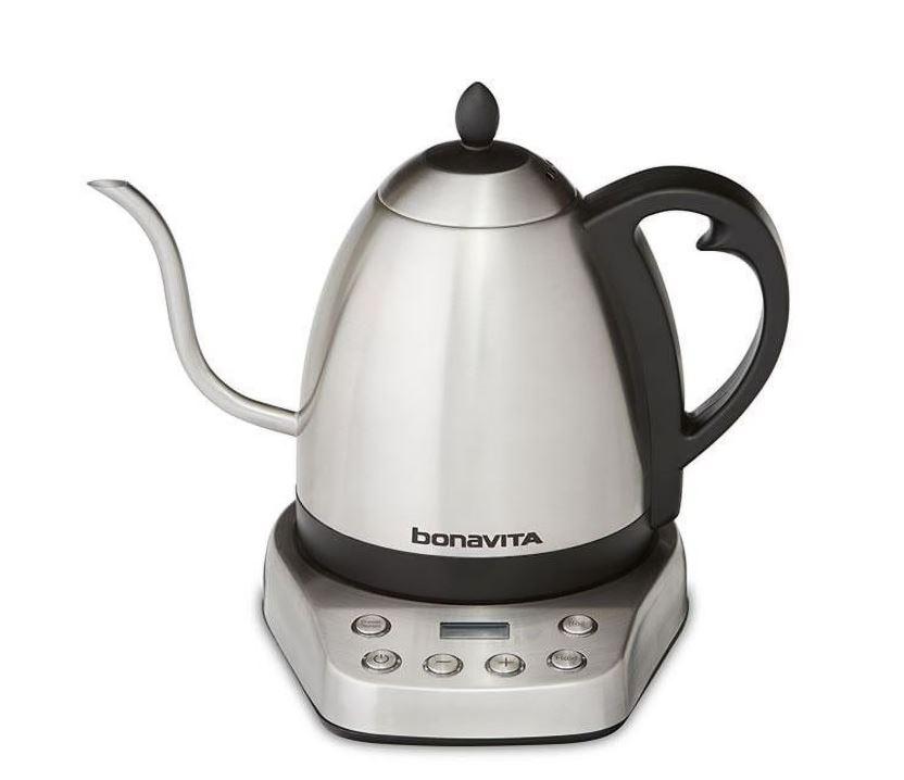 Bonavita Interurban 1.0L Digital Variable Temperature Gooseneck Stainless Kettle, Stainless Base