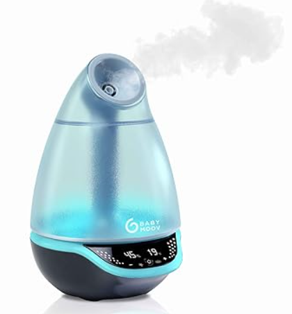 Babymoov Hygro Plus Cool Mist Humidifier 3in1 Humidity Control, Multicolored Night Light & Essential Oil Diffuser Easy Use and Care (NO Filter Needed)