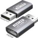 JSAUX 4K DisplayPort to HDMI Adapter 2 Pack, Uni Directional DP Source to HDMI Display Converter, 4K@30Hz, 2K@60Hz, 1080P@120Hz, Male to Female, for Desktop GPU and PC Display Port Output-Grey