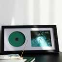 CD Display Frame with Real Glass, Signed Music Disc Wooden Case for Tabletop&Wall mount,Autograph Album Picture Frame Table Stand and Wall Shelf Dcor(Black frame&White mat)