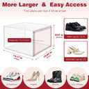 12 Pack Clear Shoe Storage Boxes Stackable, Large Sneaker Organizer with Acrylic Magnetic Door, Plastic Drop Front Shoe Containers for Men up to Size 12.5, Transparent Shoe Organizer for Closet