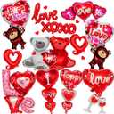12 Pieces Valentines Day Balloons, Large I Love You Foil Balloons, Red Heart Shape Mylar Foil Balloon for Special Night Party Decorations