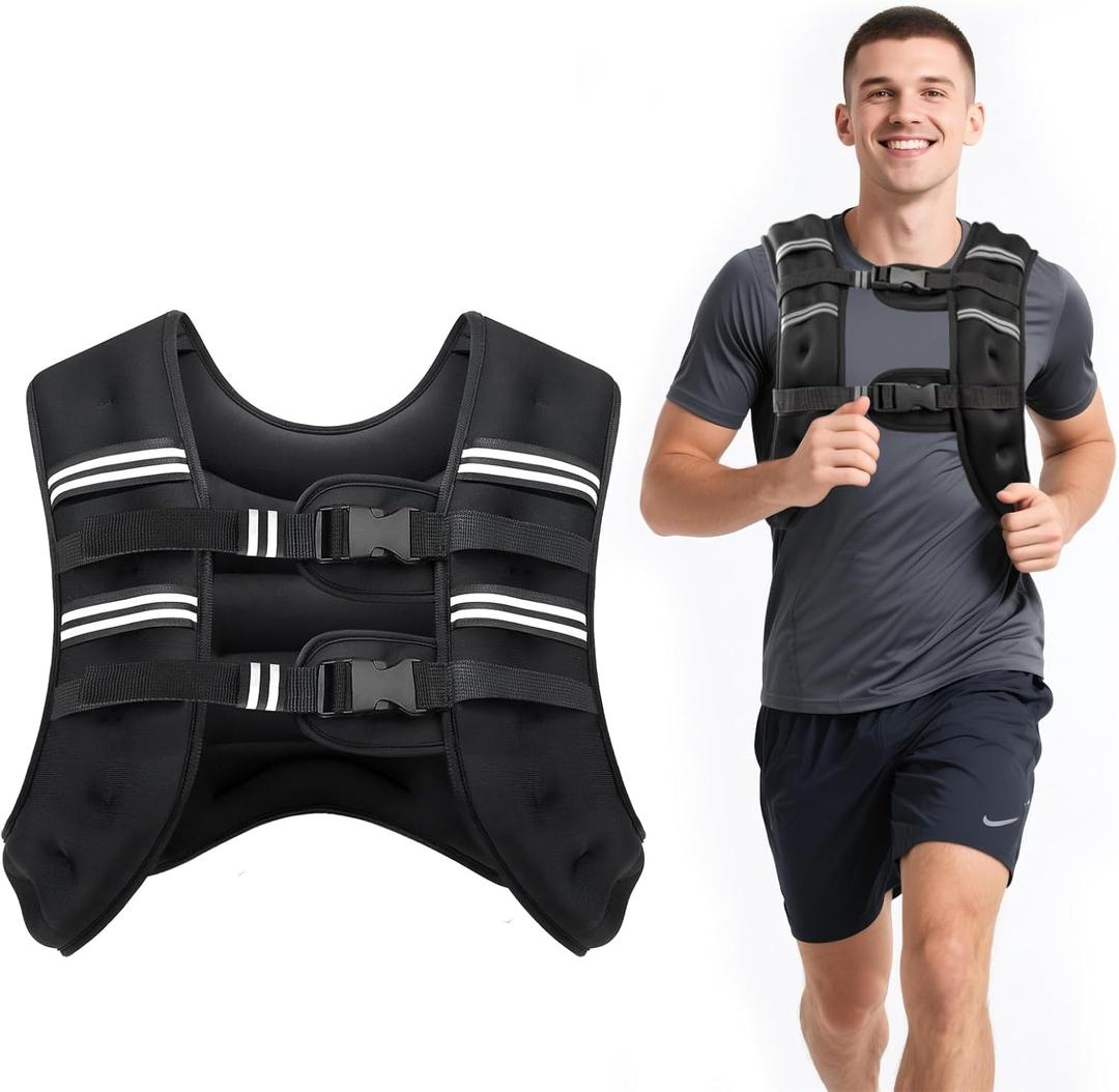 Weighted Vest, 25LB for Men, Women with Reflective Stripe, Weight Vests Adjustable for Workout, Strength Training, Running, Fitness, Muscle Building, Weight Loss clearance (Black)