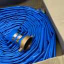 DAVCO 2" ID 100 ft Pool Backwash Hose, Heavy Duty Reinforced Blue PVC Lay Flat Water Discharge Pump Hoses For Swimming Drain Pools and Clean Filters, With Aluminum Pin Lug Fittings