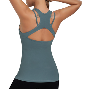 RUNNING GIRL Workout Tank Tops with Built in Bras for Women,Compression Shirt Strappy Back Athletic Yoga Tops M