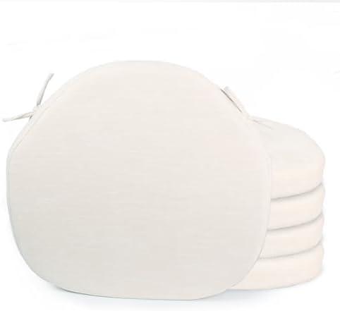 Loveboat Washable Windsor Chair Cushion Chair Seat Cushion for Kitchen, Dining, Farmhouse Milky White (Pack of 4)