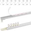 TYRON Adhesive Curtain Track Ceiling or Wall Mount(128"/ 10.7 FT), Ceiling Track Room Divider, Self Adhesive Curtains Rod No Drill, Screws or Tools, Curtain Hangers No Damage