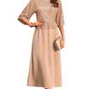 GRACE KARIN Mother of Bride Dresses 2025, 3/4 Sleeve Sequin Dress Maxi, Wedding Guest Dress Formal Cocktail Champagne Gold Size S