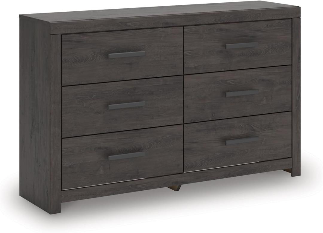 Signature Design by Ashley Prendonea Casual 6-Drawer Dresser with Easy Glide and Safety Stop for Bedroom, Gray (Charcoal)