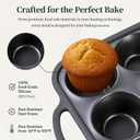 12-Cup Mini Silicone Muffin Pan with Reinforced Steel Frame,Metallic Black | Regular Size Cupcake Pan, BPA Free Silicone Muffin Tray, Reinforced Steel Frame for Stability, Easy Baking & Cleanup, 1Pk