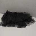 Dirholl Women's A-Line Fairy Patterned Elastic Waist Ruffle Tulle Layered Midi Skirt, Black 