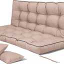 Porch Swing Cushions, Waterproof & Fade Resistant Outdoor Swing Cushion 55 Inch, Swing Cushions 3 Seater Replacement for Outdoor Furniture, Patio, Garden (Khaki, 55 x 40 inch)
