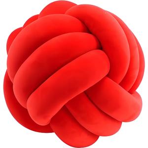 Knot Ball Pillows, Round Throw Pillow Cushion Home Decoration Soft Plush Pillow, Throw Knotted Ball Pillow Handmade Children Room Decoration Round Plush Toy Pillow (Red,8.5"/22cm)