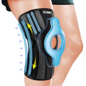 Fit Geno Knee Brace for Meniscus Tear: Adjustable Knee Support with Side Stabilizers & Patella Gel Pads for Knee Pain Relief - XL/XXL (Black)