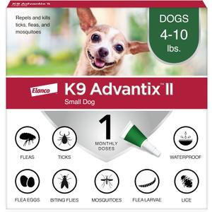 K9 Advantix II Small Dog Vet-Recommended Flea, Tick & Mosquito Treatment & Prevention | Dogs 4-10 lbs. | 1-Mo Supply