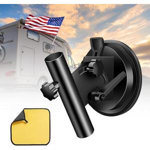 EJYTRVT RV Flag Mount, Ultra Strong Suction Cup Flag Holder for RV, Adjustable Angle Camper Flag Pole Holder, Perfect for Car, Truck, SUV, ATV, Travel Trailers (1 Pack)