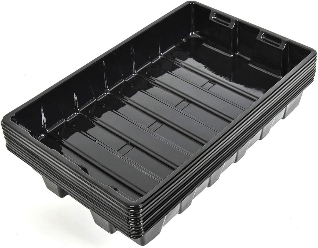 YoleShy 10 Pack Seed Starter Tray Reusable Plastic Plant Seedling Starter Trays Thickened Sturdy Durable for Germination Growing Microgreens Planting Propagation, Without Drain Holes, 14.5"x9"