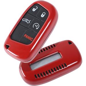 JWWY Key Fob Cover Case Sleeve Shell for 2015-2024+ Dodge Charger Challenger,2011-2024+Dart 200 300 Journey,2014-2024 Durango Grand Caravan RAM,Remote Accessories Protector Red