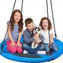 TURFEE 40 inch Saucer Tree Swing 900Lb Weight Capacity, Waterproof Swing Seat for Kids Outdoor with Hanging Straps Playground Outdoor Backyard(Blue)