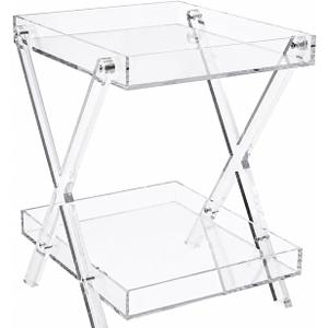 Acrylic Side Table (Foldable Tray (Two-Tier)), 7.87 x 15.75 x 11.81 inches