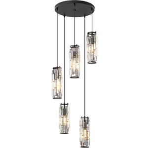 LMQNINE Pendant Light, Black Modern Pendant Light Fixtures, Mini Crystal Chandeliers, Adjustable 5-Light Pendant Lighting for Kitchen Island Dinning Room Bedroom (Black 5-Light)